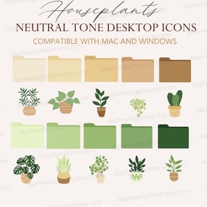 Plant Desktop Icons, Desktop Organizer Wallpaper, Aesthetic Macbook Folder Icons, MAC & Windows Desktop Folder Icons Cute, Computer icons