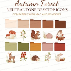 Autumn Desktop Organizer Wallpaper + Folder Icons ,Fall Desktop Wallpaper , MAC & Windows Desktop folder icons , Forest Woodland Animals