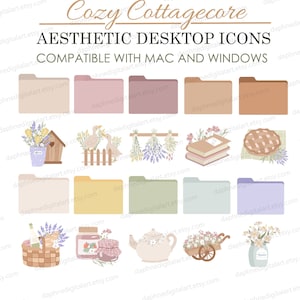 Aesthetic Desktop Folder icons and Wallpapers, Mac & Windows icons, Cottagecore Neutral MacBook  Folders, Cute Computer Desktop Organizer