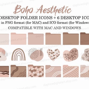 Boho Desktop Folder Icons for MAC & WINDOWS, Neutral Desktop Folder Icons, Cute Aesthetic for Mac, Windows, Digital Download