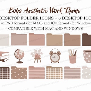 Desktop Icons , Desktop wallpaper organizer , Desktop folder icons for MAC & Windows, Computer background, Boho Desktop organizer for work