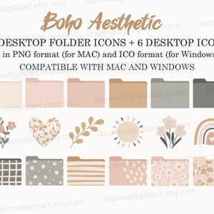 Mac 用 Boho デスクトップ フォルダー アイコン、デスクトップ フォルダー アイコン、美しいデスクトップ フォルダー アイコン、美しい MacOS デスクトップ | すぐにダウンロード