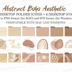 Boho Desktop Ordner Icons, Desktop Icons für Mac & Windows, Ästhetische Computer Ordner Icons, Ästhetischer MacOS Desktop | Sofortiger Download