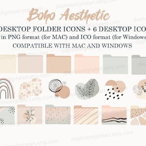 Boho Desktop Ordner Icons für Mac, Desktop Ordner Icons, Ästhetische Desktop Ordner Icons, Ästhetische MacOS Desktop | Sofort Download