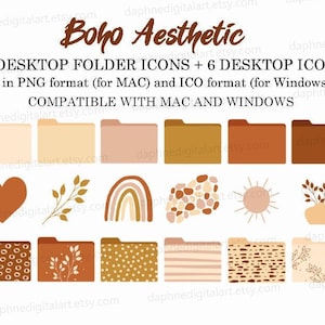 Desktop Icons, Desktop Ordner Icons für Mac & Windows, Macbook Ordner Icons, Neutral Icons, Ästhetische MacOS Ordner | Sofort Download