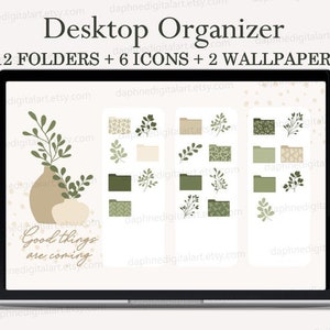 Desktop Icons , Desktop Wallpaper Organizer, MacBook Folder Icons, Mac Windows Beige Aesthetic Wallpaper