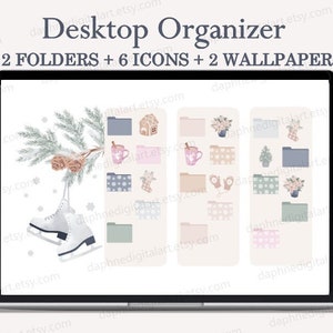 Kerst bureaubladpictogrammen, Desktop Wallpaper Organizer Aesthetic, Mac & Windows Desktop Folder Icons, Winter Minimal Wallpaper, PC-bestandspictogrammen