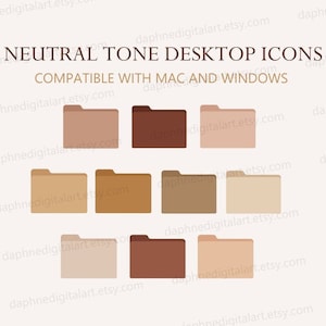 Desktop Ordner Icons, Desktop Icons für Mac & Windows, Macbook Desktop Ordner Icons, Neutral Icons, Ästhetische Dateiordner, Sofortiger Download