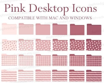 Desktop Icons Pink, Desktop Folder Icons , MacBook Folder Icons, Mac Windows Icons, Boho Pink Computer Icons , Aesthetic Desktop