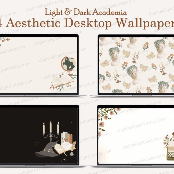 Classic Desktop Wallpapers, Light Dark Academia Digital Wallpapers, Laptop Backgrounds, Book Lover Wallpaper Designs , Vintage Wallpapers