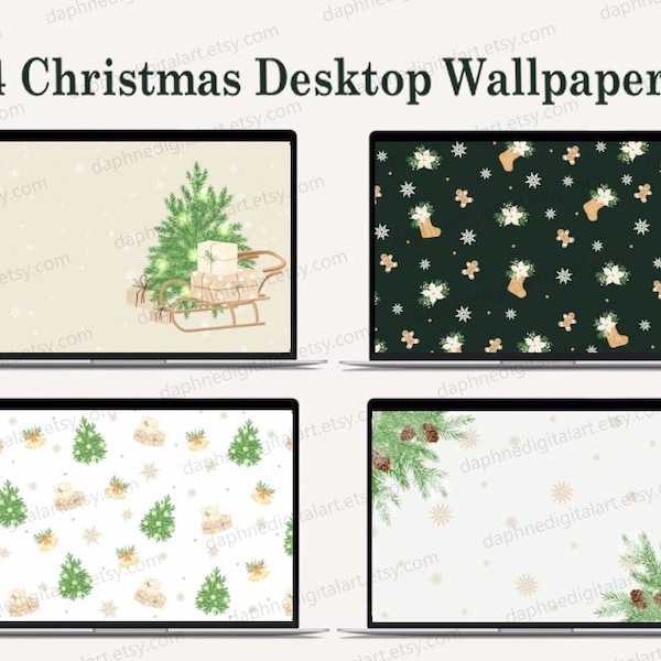 Christmas Desktop Wallpaper , Laptop Wallpaper , Macbook Wallpaper , Warm Neutral Winter Background , Modern Wallpaper, Cream Background