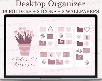 Desktop Wallpaper Organizer , Mac Windows Organizer, Mac and Windows Desktop Folder Icons, Natural Minimal Wallpaper