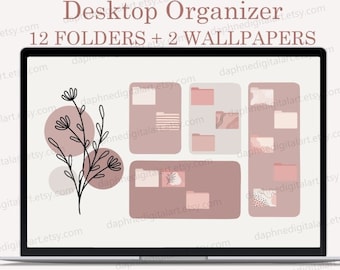 Minimalistische Desktop Organizer Wallpaper, Wallpaper Esthetiek, Macbook Folder Icons, Windows Desktop Organizer, Folder Icons voor Mac
