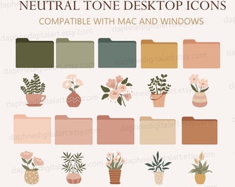 Desktop Icons , Desktop Wallpaper Organizer, MacBook Folder Icons, Mac Windows Beige Aesthetic Wallpaper