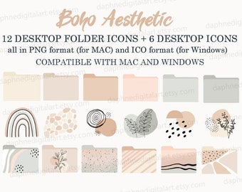 Boho Desktop Folder Icons for Mac, Desktop Folder Icons, Aesthetic Desktop Folder Icons, Aesthetic MacOS Desktop | Instant download