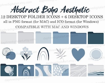 Boho Desktop Folder Icons for Mac, Desktop Folder Icons, Aesthetic Desktop Folder Icons, Aesthetic MacOS Desktop | Instant download