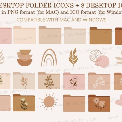Boho Desktop Folder Icons for Mac Desktop Folder Icons - Etsy