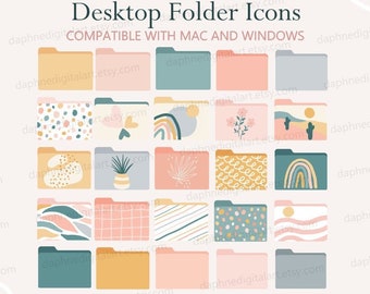 Boho Desktop Folder Icons for Mac, Desktop Folder Icons, Aesthetic Desktop Folder Icons, Aesthetic MacOS Desktop | Instant download