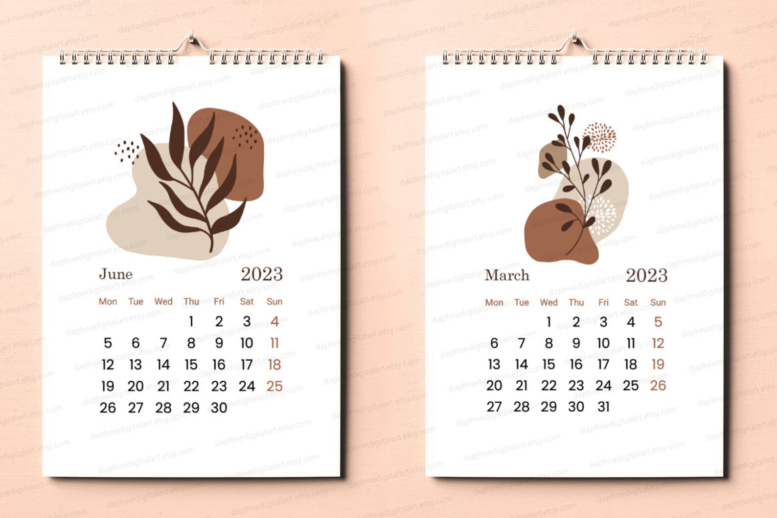 2023 Calendar Printable Digital Download Boho Calendar - Etsy New Zealand