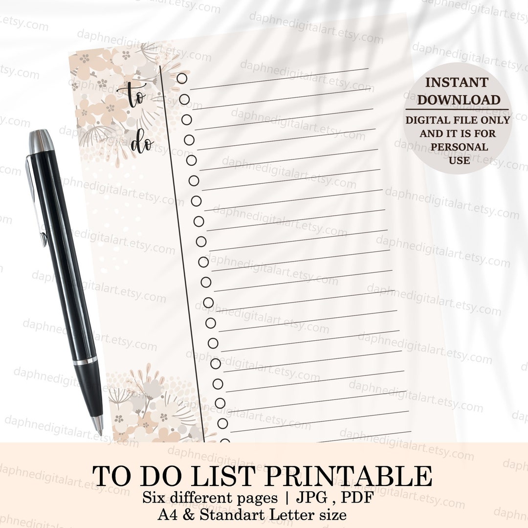 Minimal to Do List Printable, Simple Tasks List Template, Productivity ...
