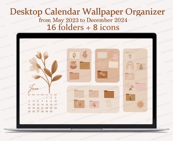 CALENDAR 2024 Desktop Organizer Wallpaper Folder Icons Mac Windows