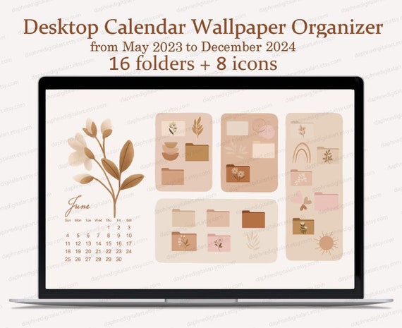 CALENDAR 2024 Desktop Organizer Wallpaper Folder Icons Mac Windows