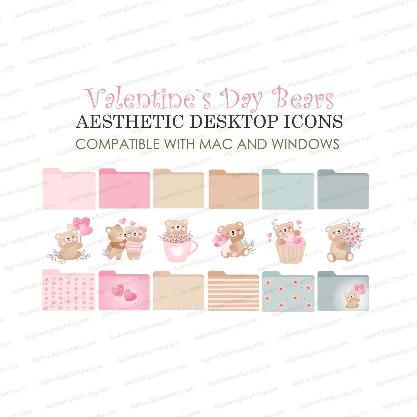 Desktop Folder Icons Kawaii, MAC & Windows Cute Desktop Icons ...