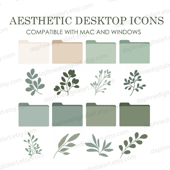 Plant Desktop Organizer 2024 und 2025, Wallpaper Ästhetischer Desktop,  MacBook Ordner Symbole, Windows Desktop Organizer Wallpaper, Symbole für  Mac - .de