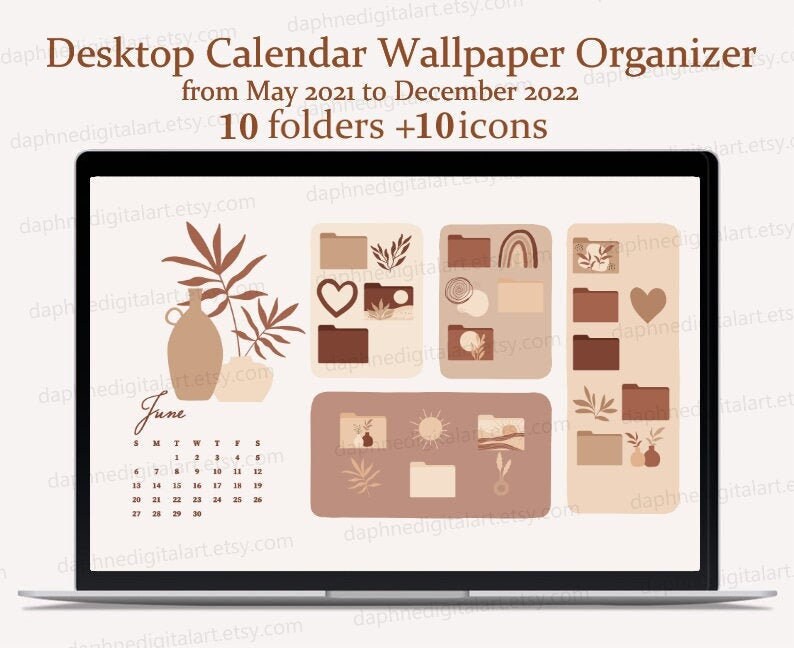 Desktop Organizer Wallpaper 2021 2022 Calendar Computer | Etsy