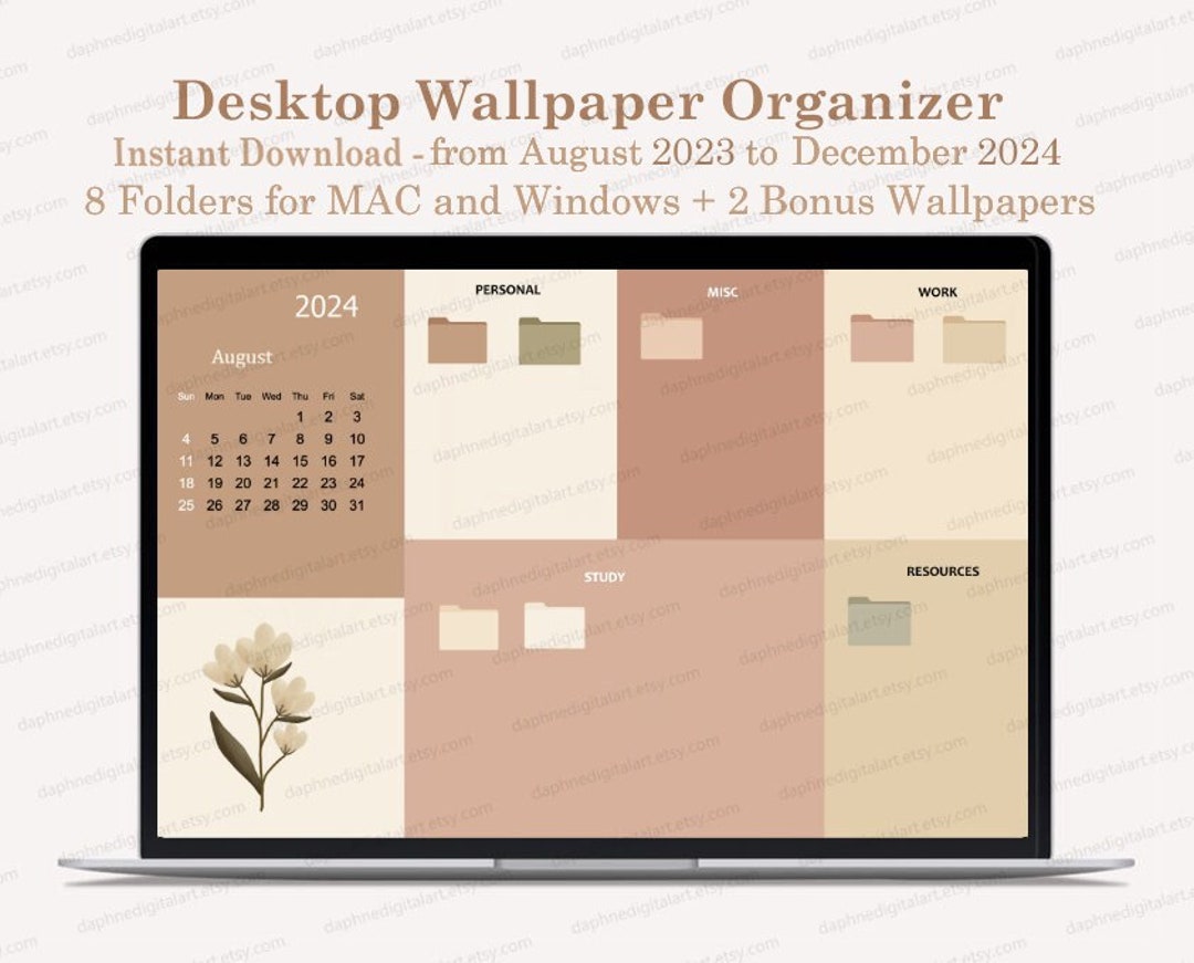 Desktop Wallpaper Organizer Calendar 2024, Mac and Windows Desktop ...