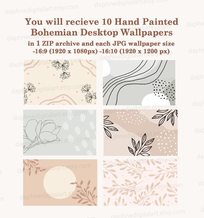 Boho Desktop Wallpaper , Laptop Wallpaper , MacBook Wallpaper , Warm Neutral Bohemian Background , Modern Wallpaper , Cream Background image 2