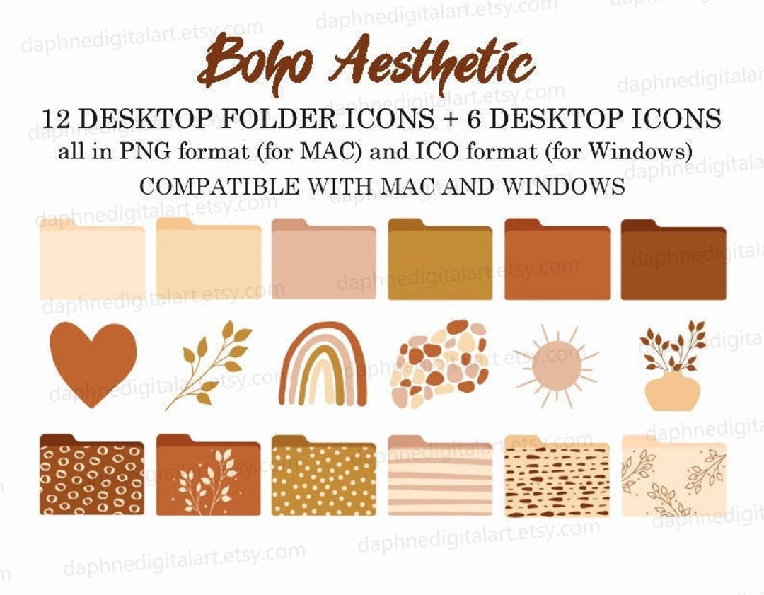 Desktop Icons, Desktop Folder Icons for Mac & Windows, MacBook Folder ...