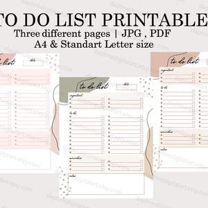Minimalist Daily to Do List Printable, Instant Download, Daily Planner ...