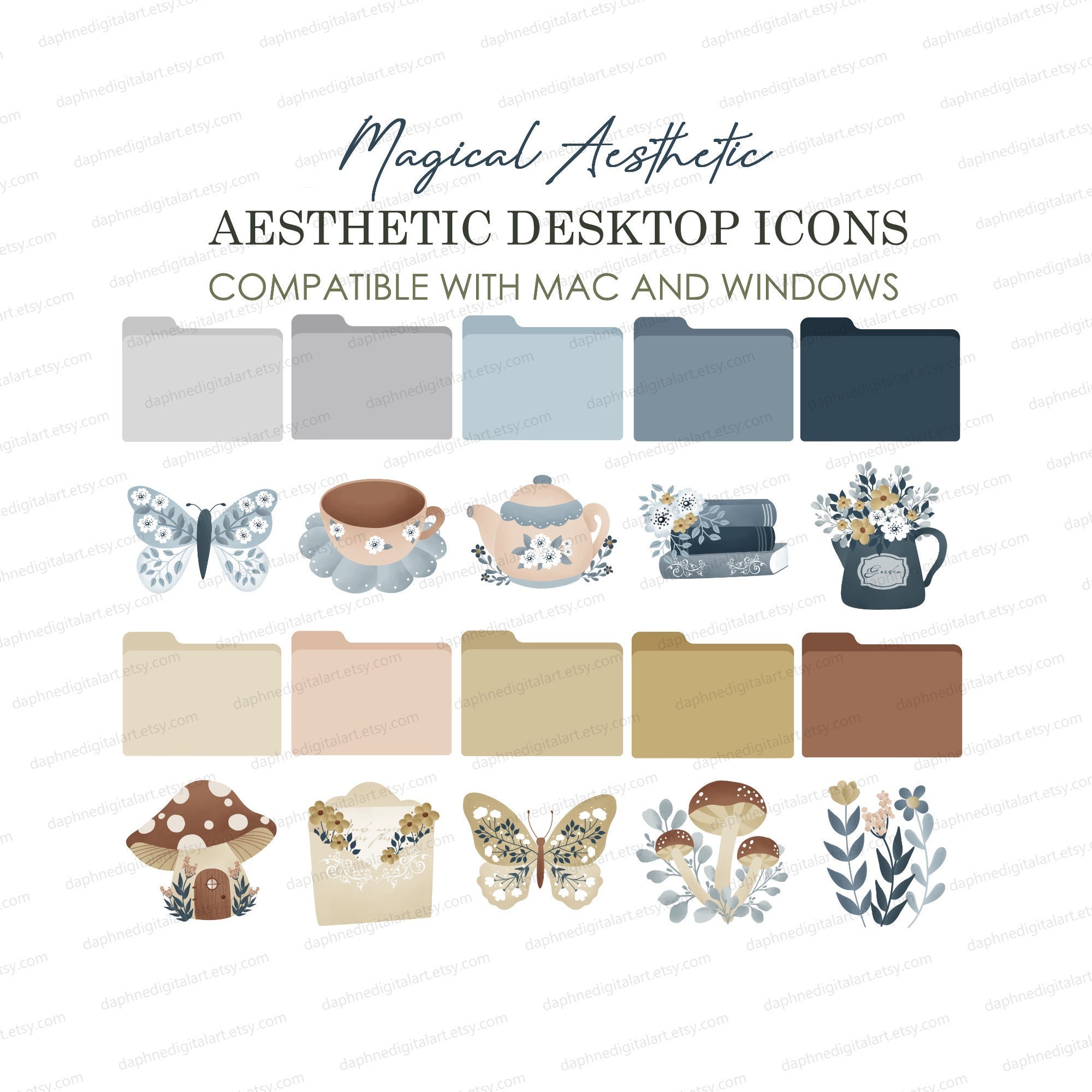 Cottagecore Folder Icon Magical Desktop Icons, Desktop Folder Icons for MAC & Windows, Fantasy ...
