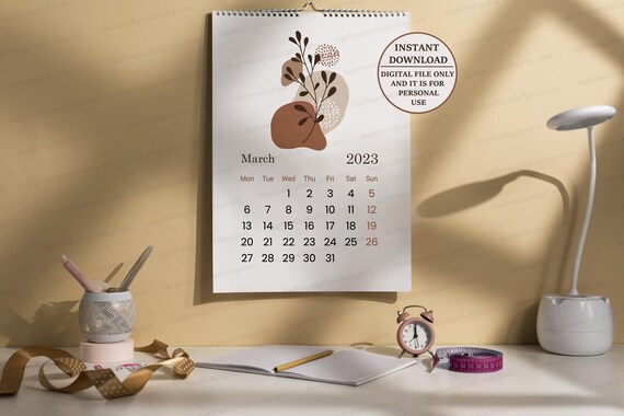 2023 Calendar Printable Digital Download Boho Calendar - Etsy