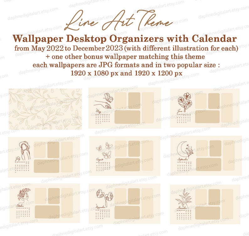 Desktop Wallpaper Organizer Calendar 2023 Mac and Windows Etsy
