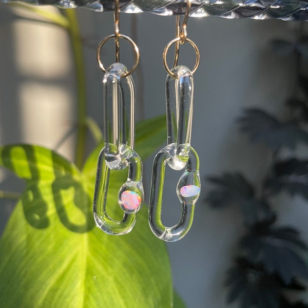 CUSTOM Earrings | Borosilicate Glass Chunky Chain | Handmade Flamework Pyrex