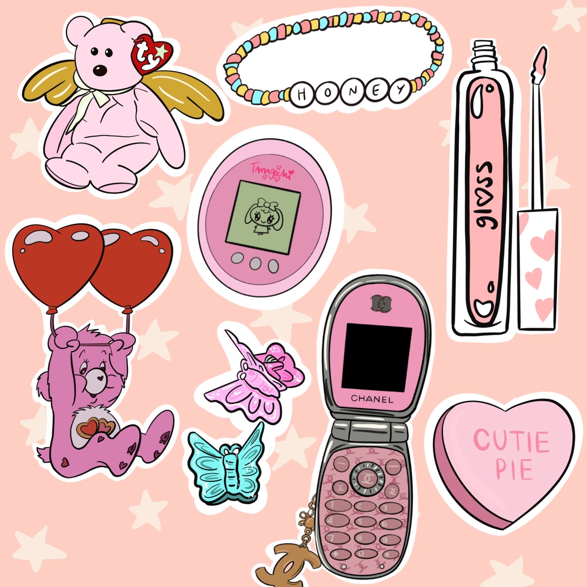 90s and 2000s Pink Aesthetic Sticker Pack | Etsy