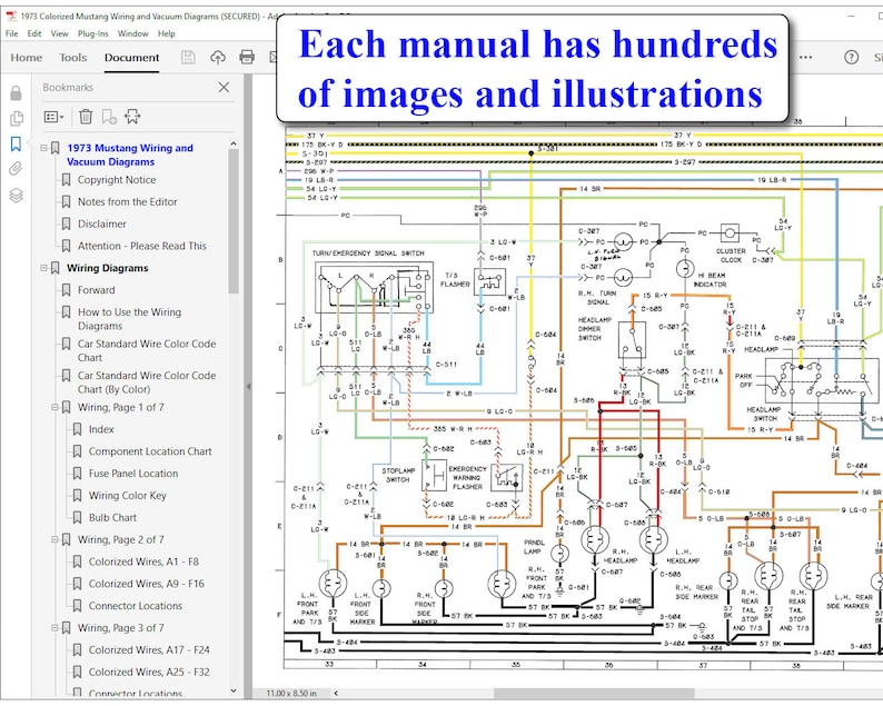 1973 Colorized Mustang Wiring Diagrams USB - Etsy