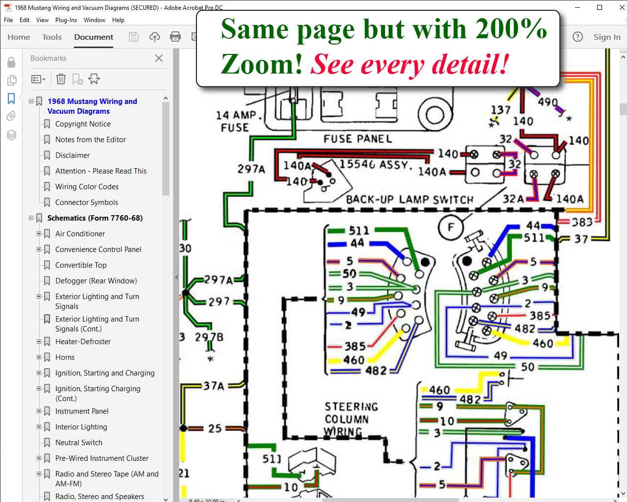 1968 Colorized Mustang Wiring Diagrams - Etsy