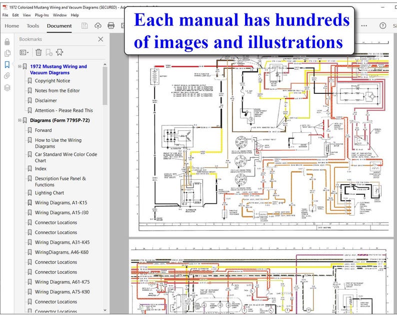 1972 Colorized Mustang Wiring Diagrams - Etsy