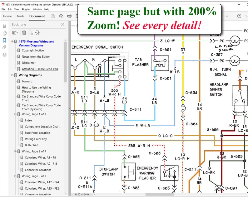 1973 Colorized Mustang Wiring Diagrams USB - Etsy
