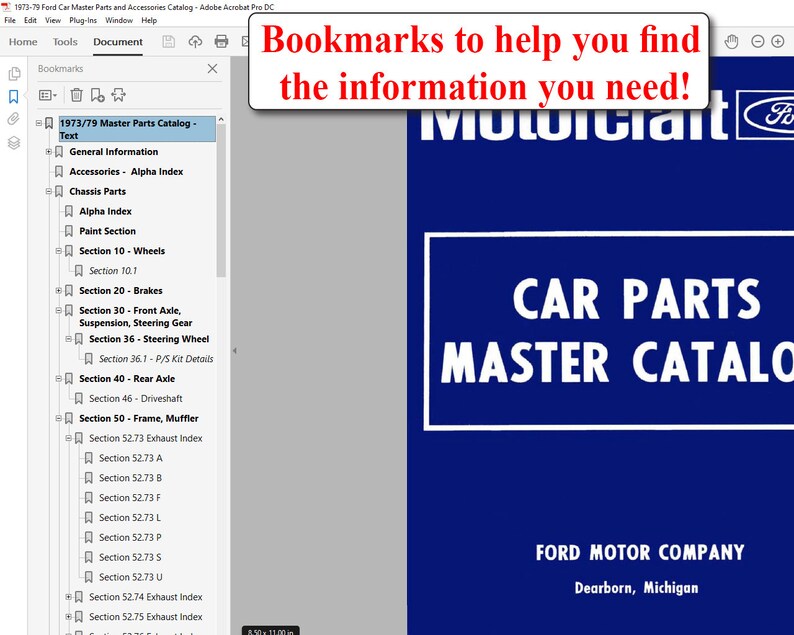 197379 Ford Car Master Parts and Accessory Catalog (USB) Etsy