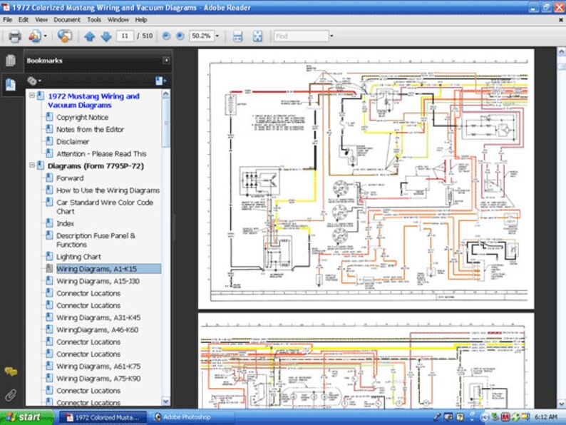 1972 Colorized Mustang Wiring Diagrams - Etsy