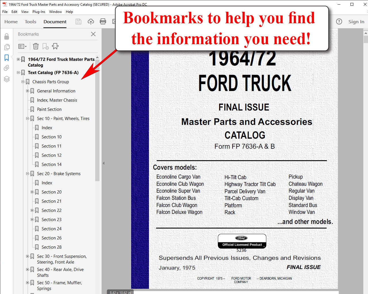 1964/72 Ford Truck Master Parts and Accessory Catalog (USB) Etsy