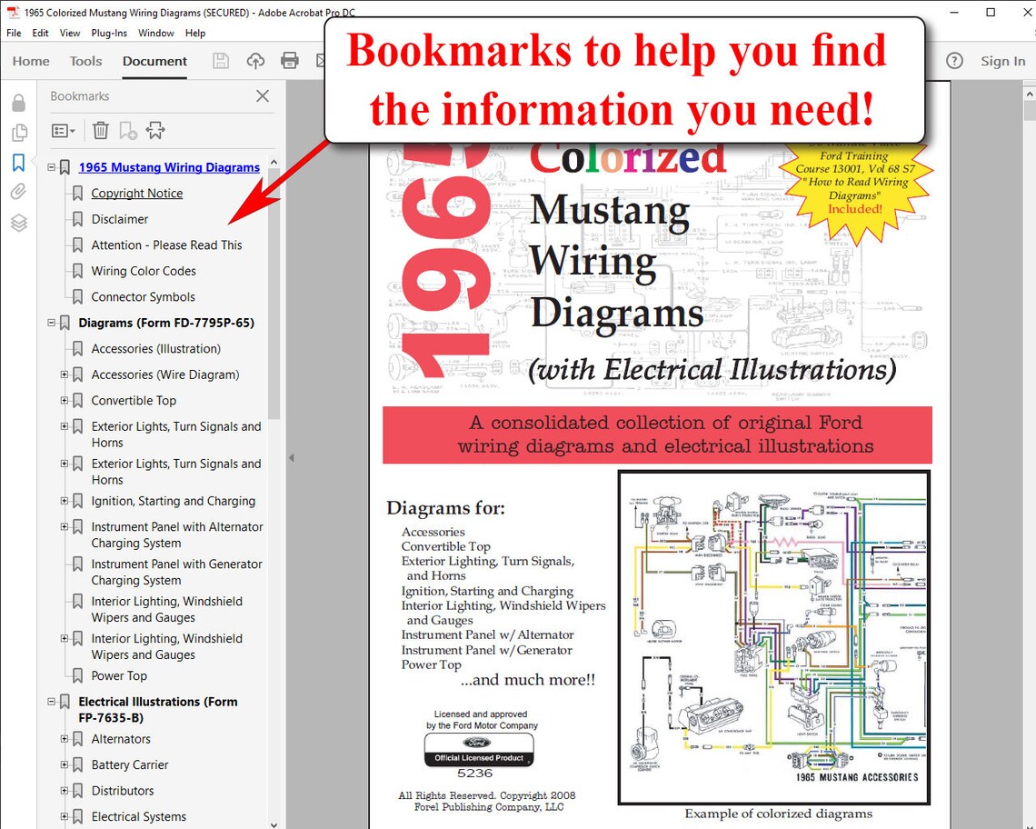1965 Colorized Mustang Wiring Diagrams USB - Etsy