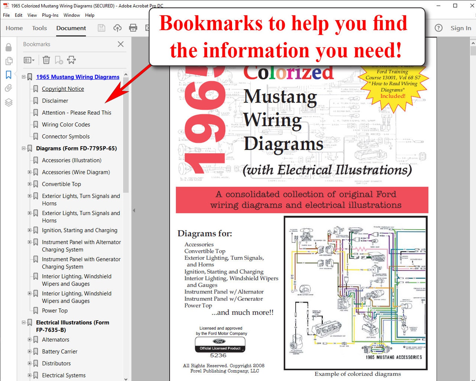 1965 Colorized Mustang Wiring Diagrams USB - Etsy