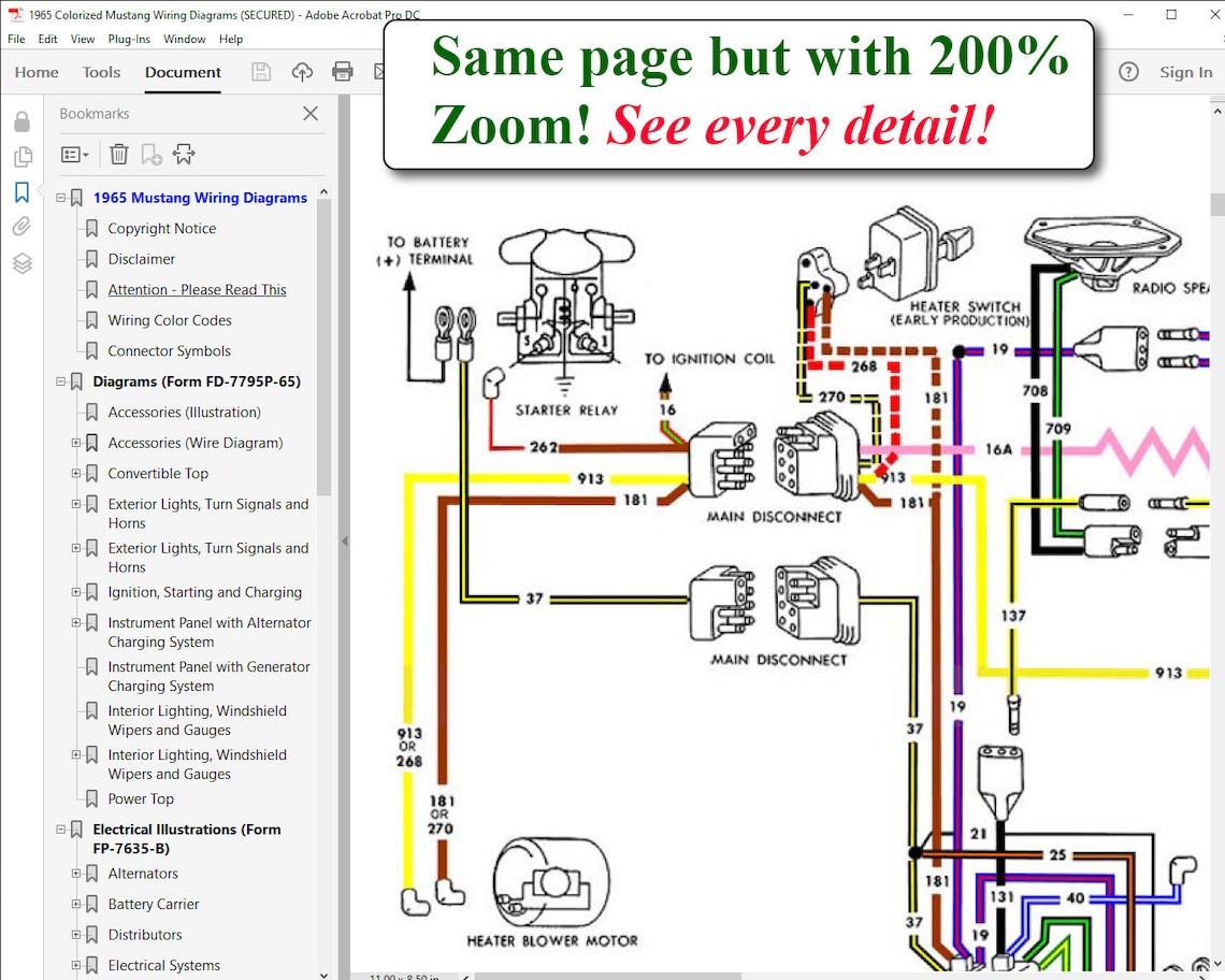 1965 Colorized Mustang Wiring Diagrams USB - Etsy