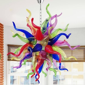 Handblown Glass Chandelier Multi-Colors Ball Shape D24inch