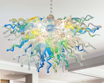 Mundgeblasener Glasleuchter: Buntes Invert-Kegel-Kunst-Licht - 38&quot;